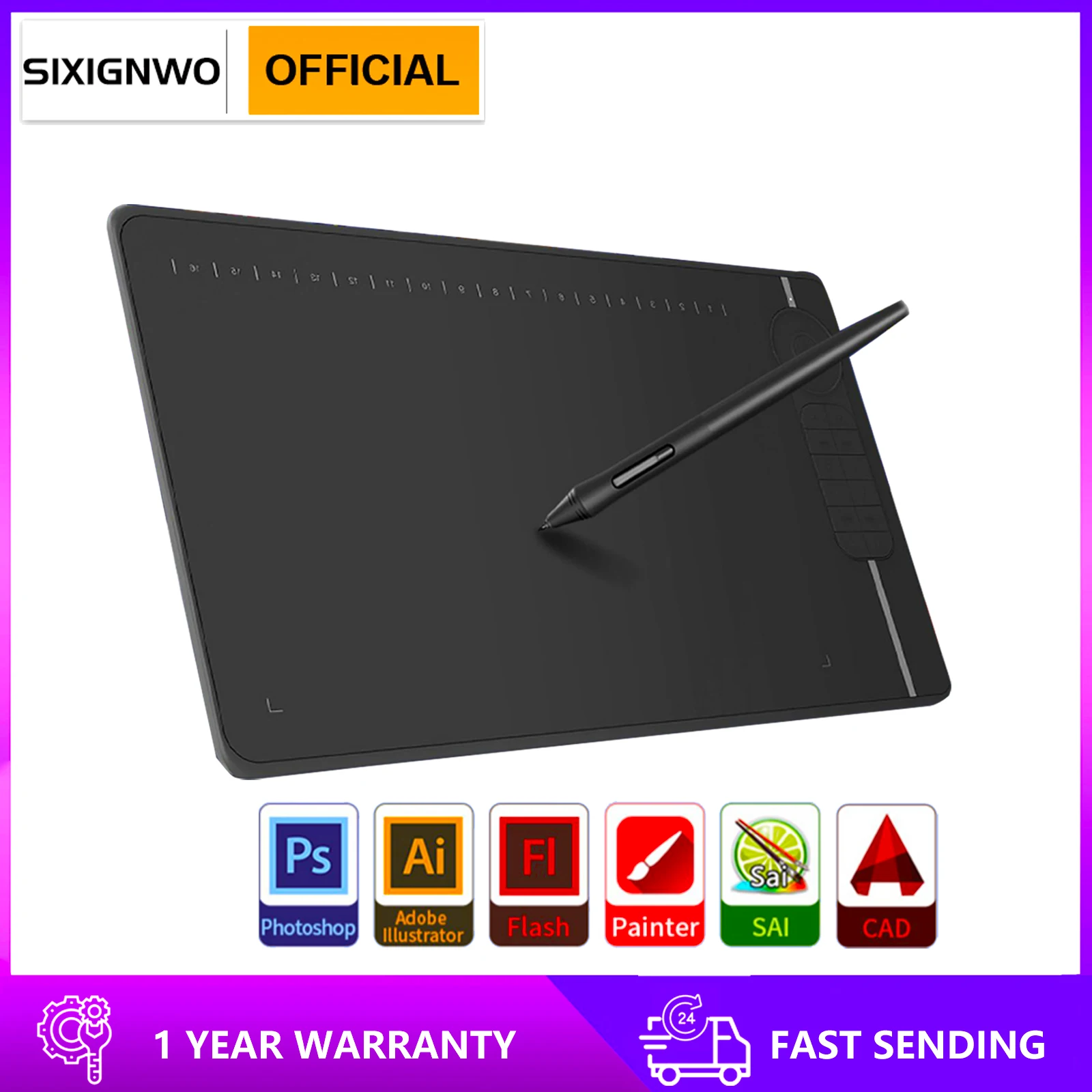 Digital Drawing Board 5080LPl Resolution Painting Tablet 8192 Pressure Pen Professional Drawing Tool For Windows MAC  Android OS