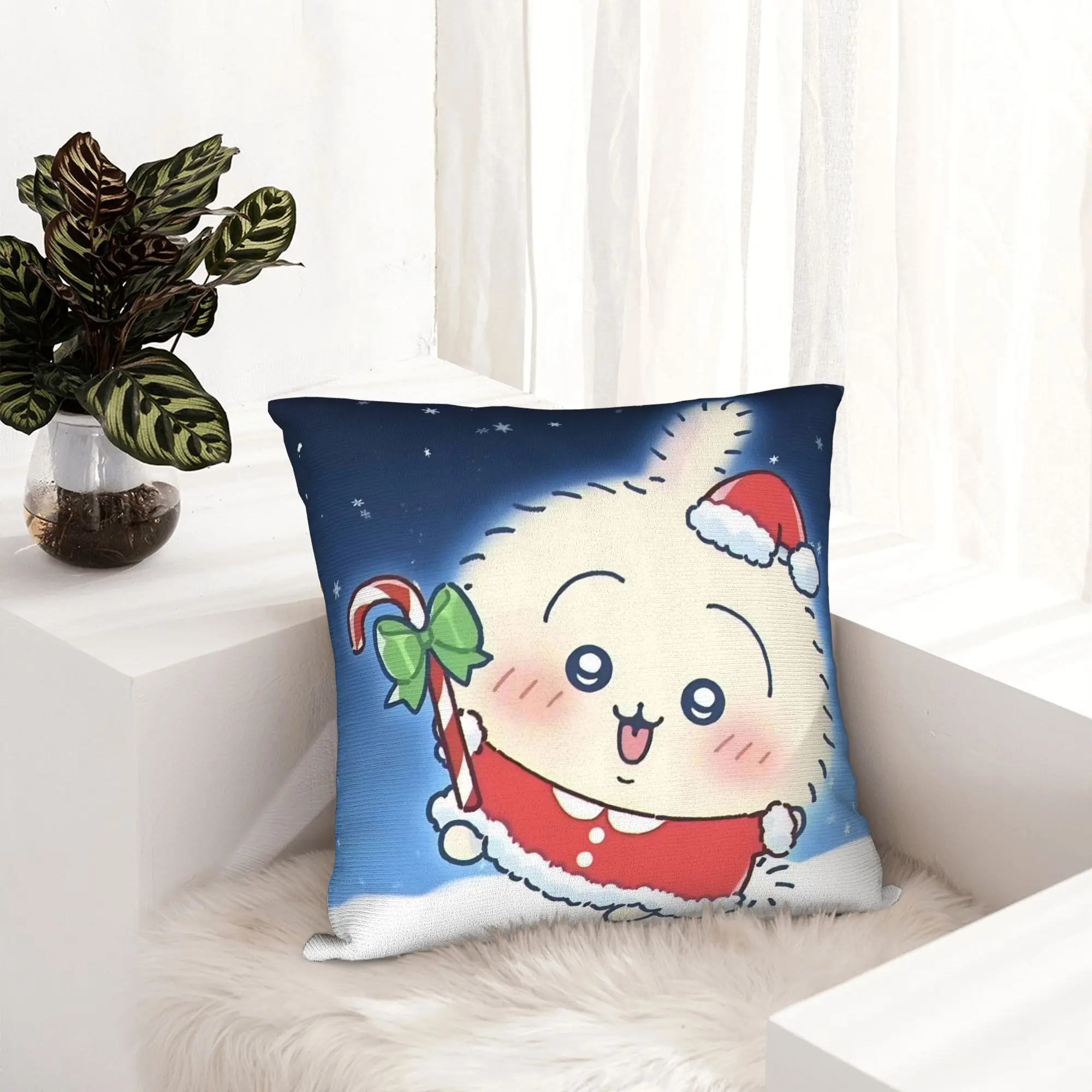 Chiikawas Christmas Santa Winter Pillowcase Printing Fabric Cushion Cover Gift  Pillow Case Cover Car Drop Shipping 45*45cm