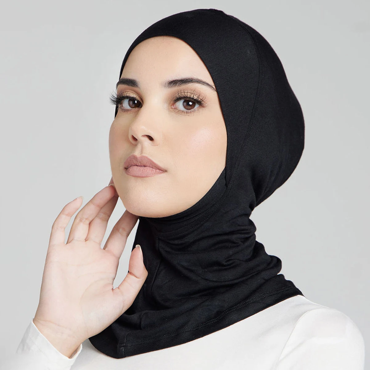 Soft Modal Headband Elastic Hijab Undercap Solid Color Bonnet Big Size Instant Cap For Women Turban Muslim Underscarf 42*38cm