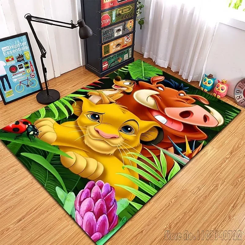 Cartoon Disney Lion King Printing Carpet Rug for Living Room Bedroom Sofa Home Decor Kids Play Area Rug Non-slip Mat Kids Room