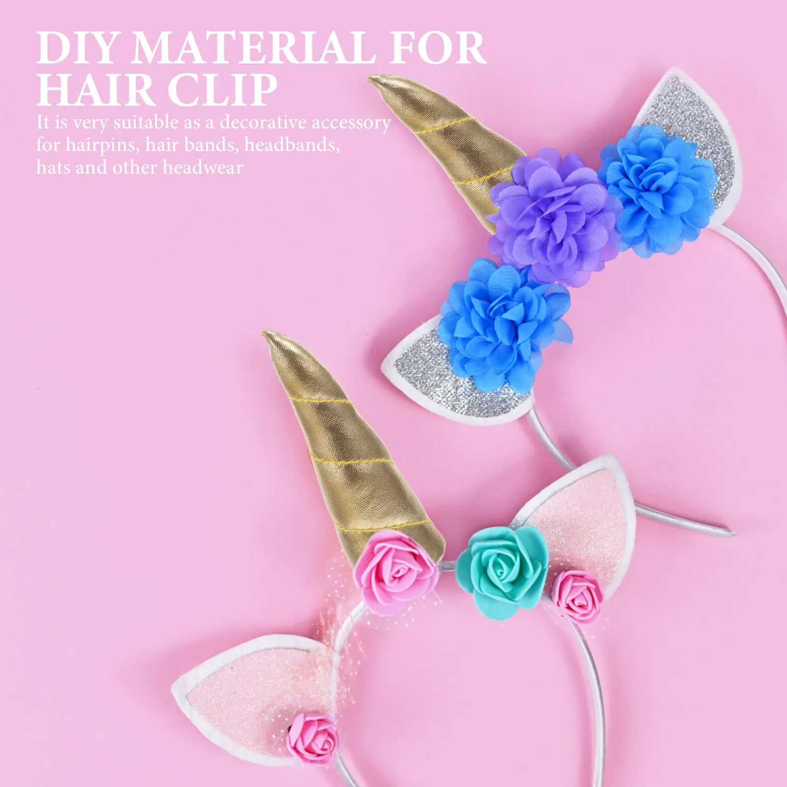

10pcs Unicorn Horn Headwear Decor Compact Diy Fake Horn Multi-Function Hair Clip Ornament Headdress Accessories Craft Supply
