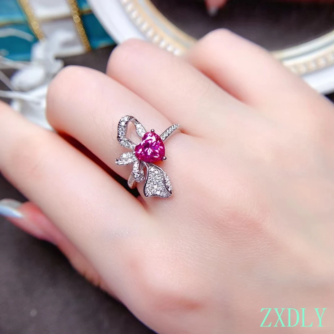 2025 New heart pink moissanite ring for women jewelry engagement ring for wedding real 925 silver birthday gift 1 carat gem