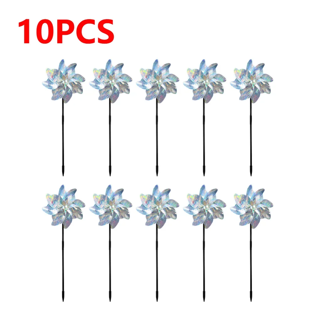 APWIKOGER 1-10PCS DIY Silber Laser Vogel Repellent Für Bauernhof Outdoor Vogel Repeller Rasen Dekor Vogel Repeller Windmühle garten Rotierenden Windmil 3