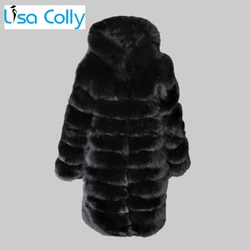 Women Winter Overcoat Long Sleeve Faux Fur Coat Jacket With Hooded Thick Warm Long Outerwear