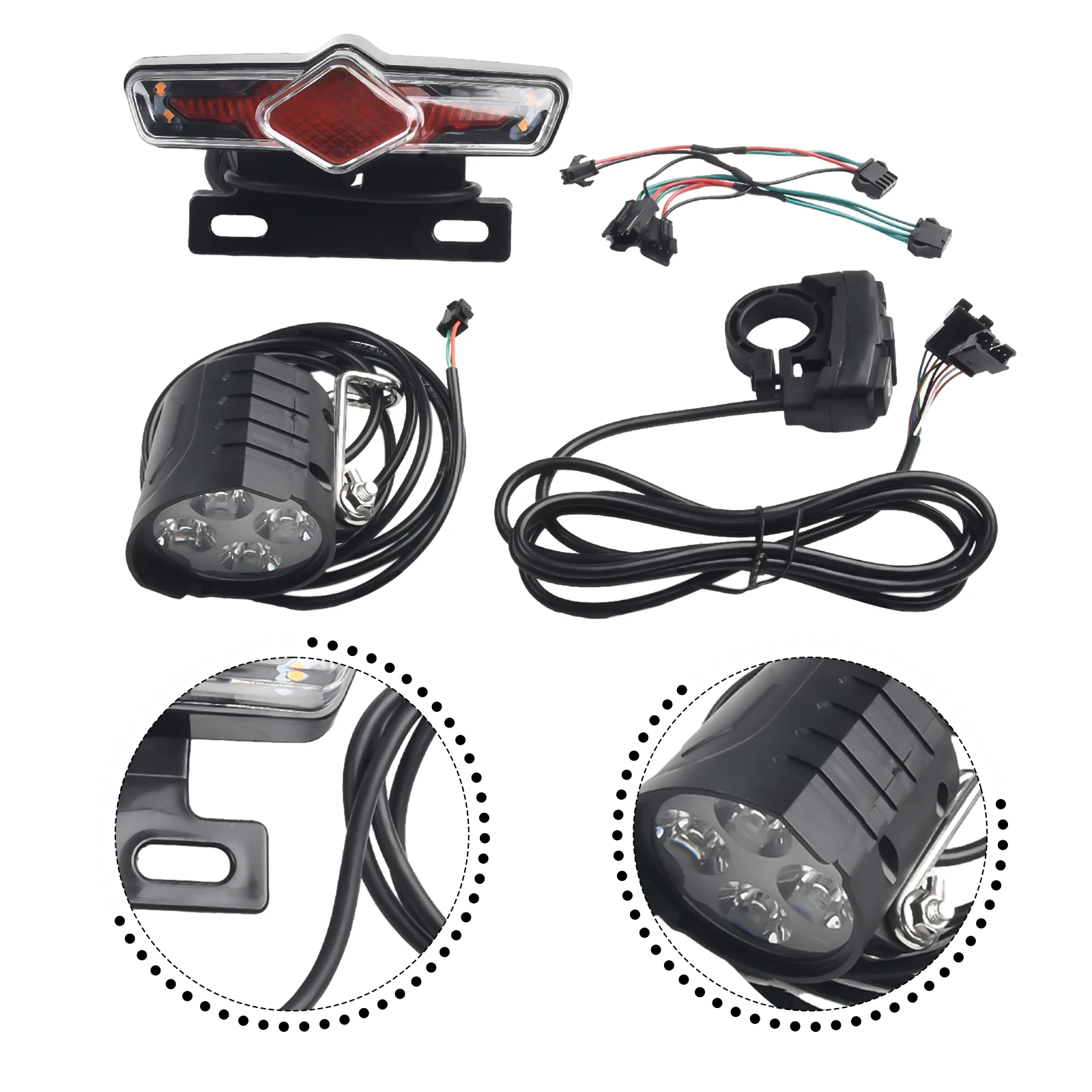 Ebike Parts Lightweight and Compact Electric Bicycle Front and Rear Light Set with Switch Cable for E bike Retrofit