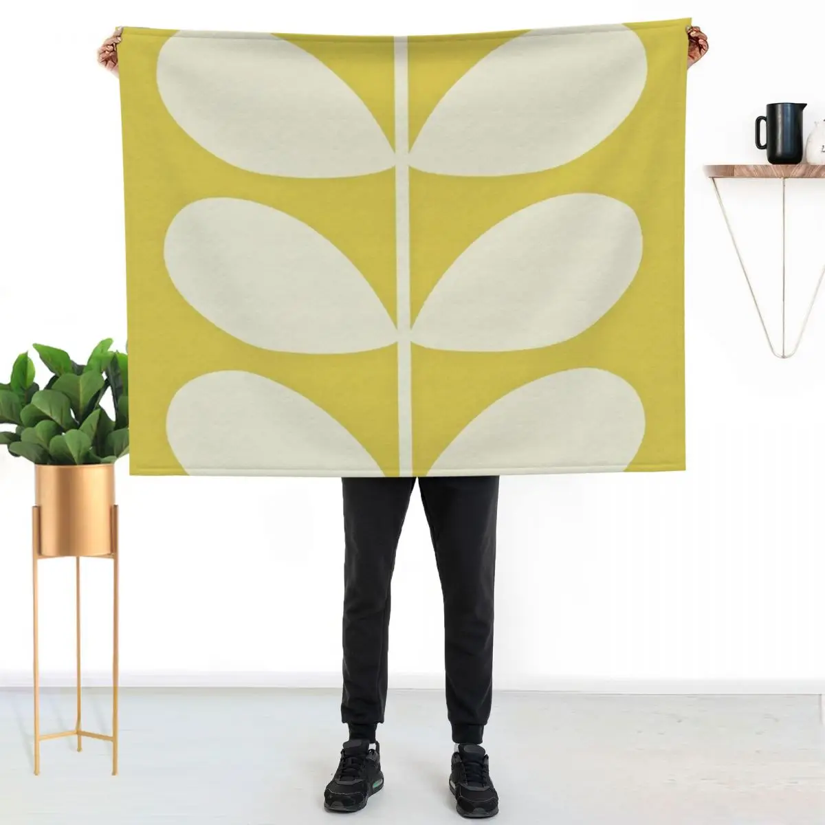 

Orla Kiely Multi Stem Dark Yellow Throw Blanket Easy Care Comfortable Blanket for Couch