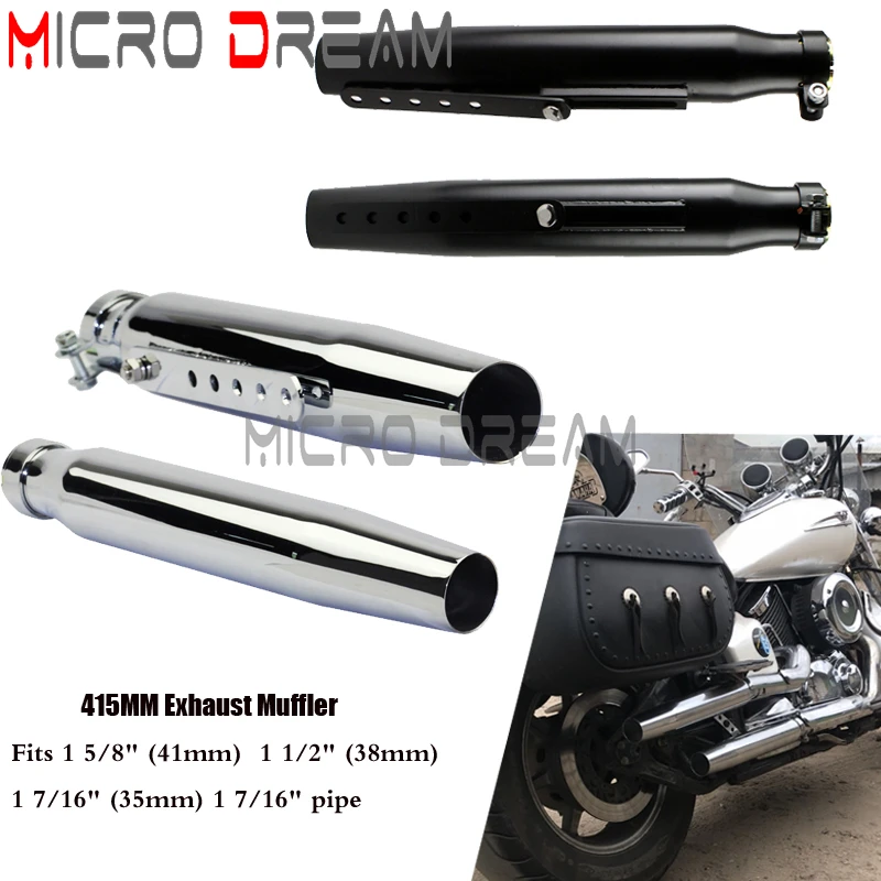 Motorcycle 35-45mm Iron Exhaust Mufflers Black For Harley Sportster XL 1200 XL 883 Cafe Racer XS650 Custom Tapered Silencer Pipe