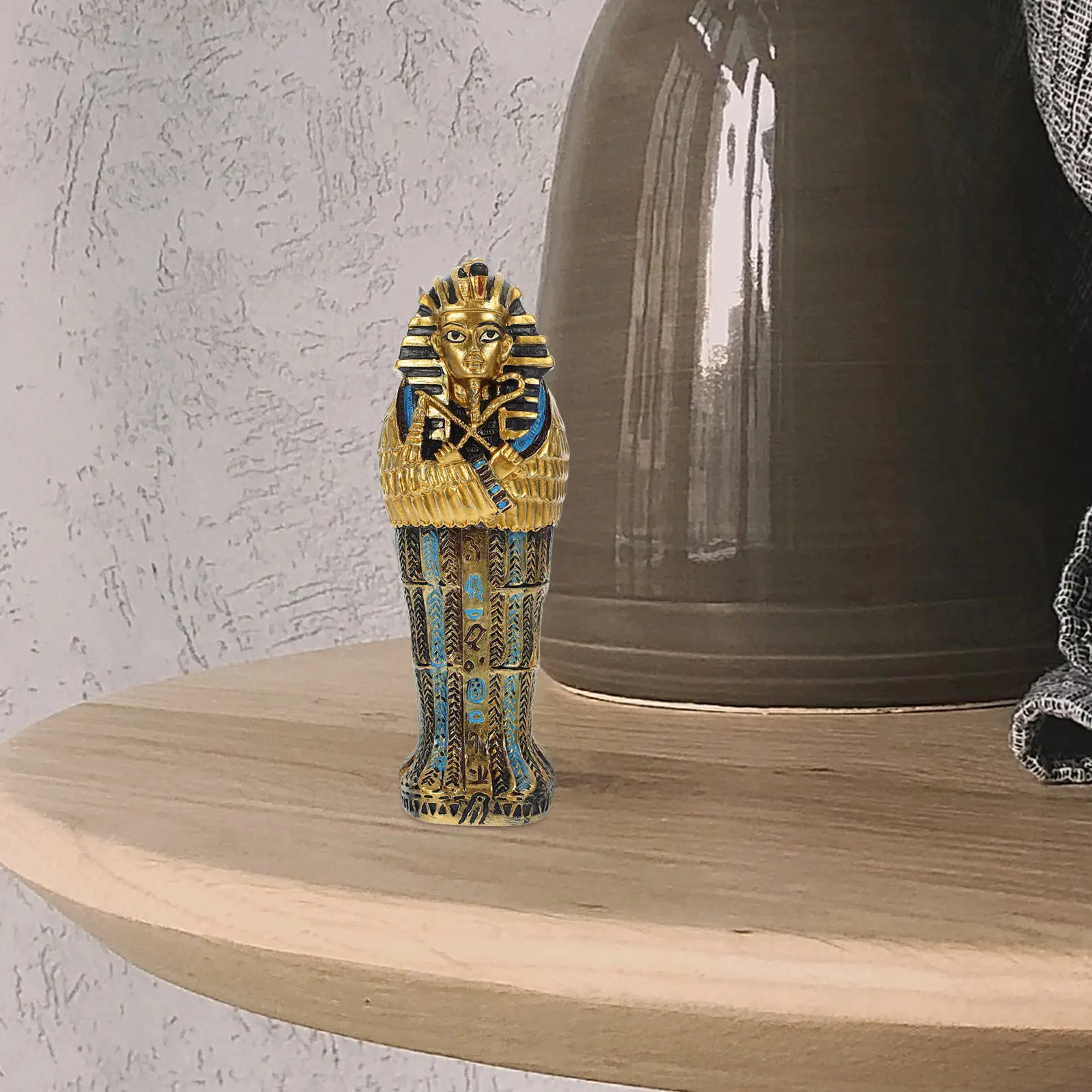 Egyptian Resin King Sculpture Craft Small Statue for Living Room Bedroom Bookcase TV Cabinet Decor Vintage Warm Ambience Resin