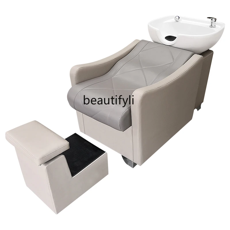 Hair Salon Barber Shop Half Lying Shampoo Chair for Hair Salon Fiberglass Pots Massage Punch Bed