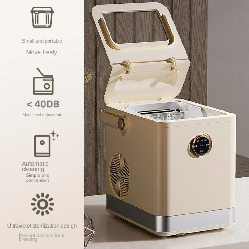 1.5L Water Tank Sterilization Mini Ice Maker, Outdoor Camping Home Appliance Intelligent Automatic Small Power Ice Machine