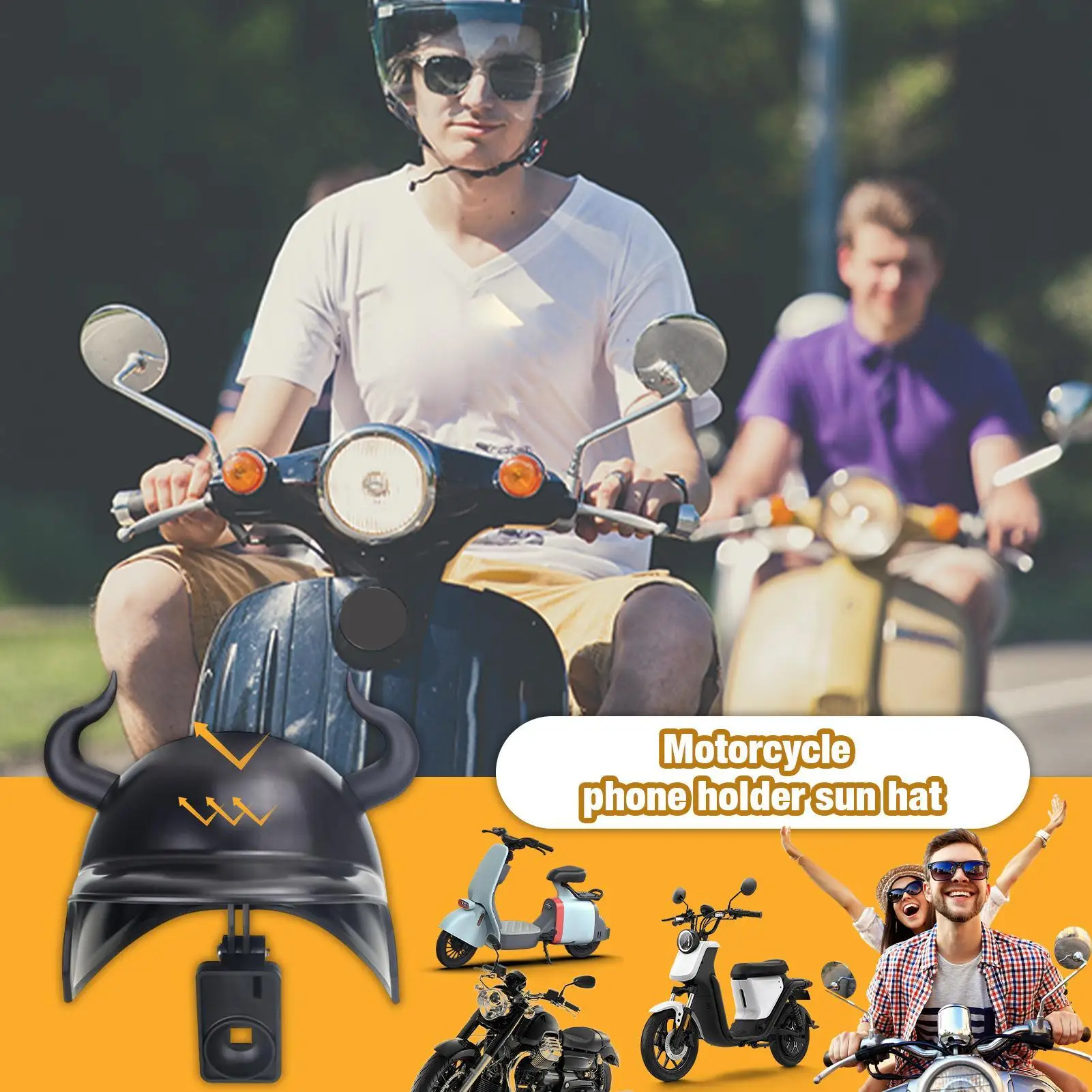 Universal Motorcycle Phone Mount with Sun Shade Waterproof Navigation Stand Anti-Glare Visor Handlebar Holder for Riding