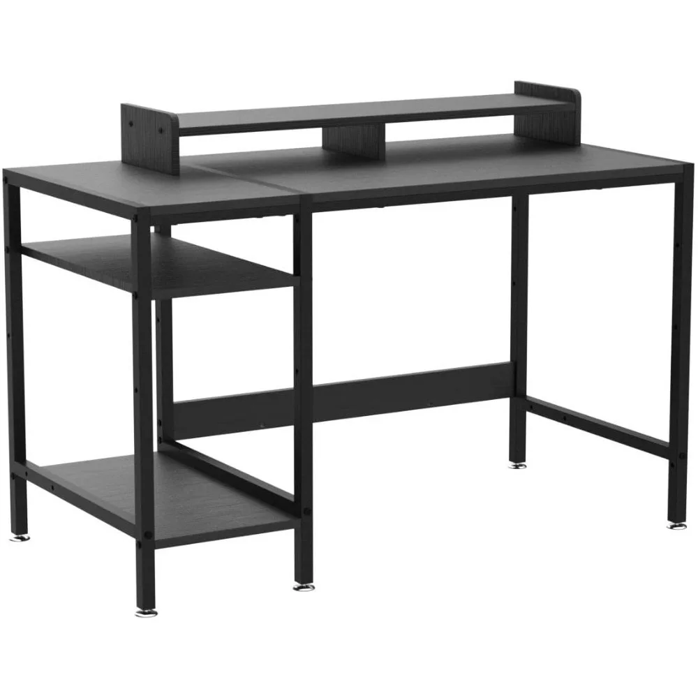 Computer Desk - 38” Gaming Desk, Home Office  with Storage, Small with Monitor Stand, Writing Desk for 2 Monitors