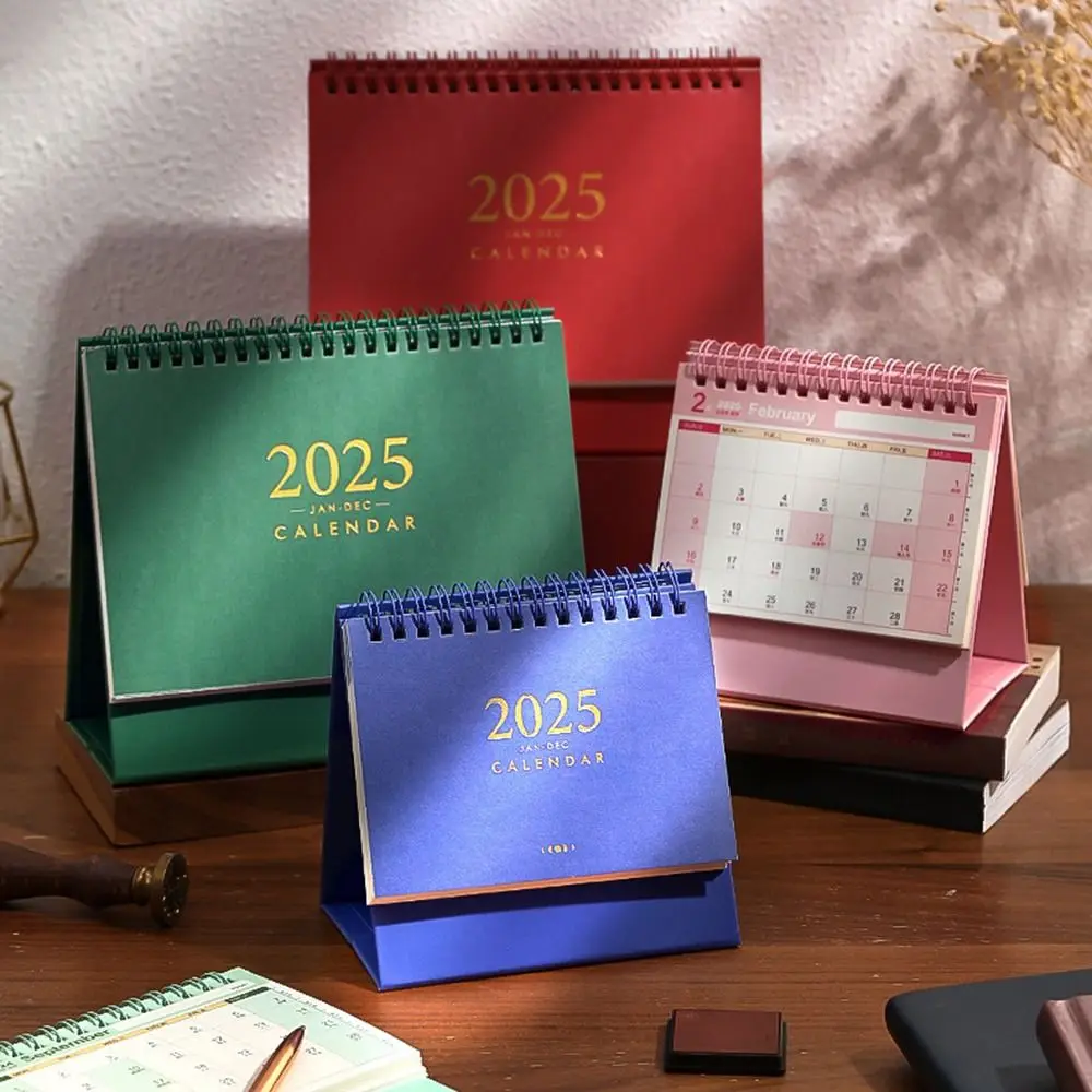 Creative 2024-2025 Calendar Thick Paper 2025 Desktop Calendar Portable with Sticker Time Manegement Organizers Gifts