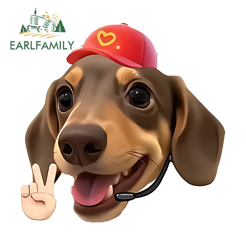 EARLFAMILY Dog Emotion Cartoon Cute Car Stickers Motorcycle Surfboard Rear Windshield Decal Occlusion Scratch Car Accessories