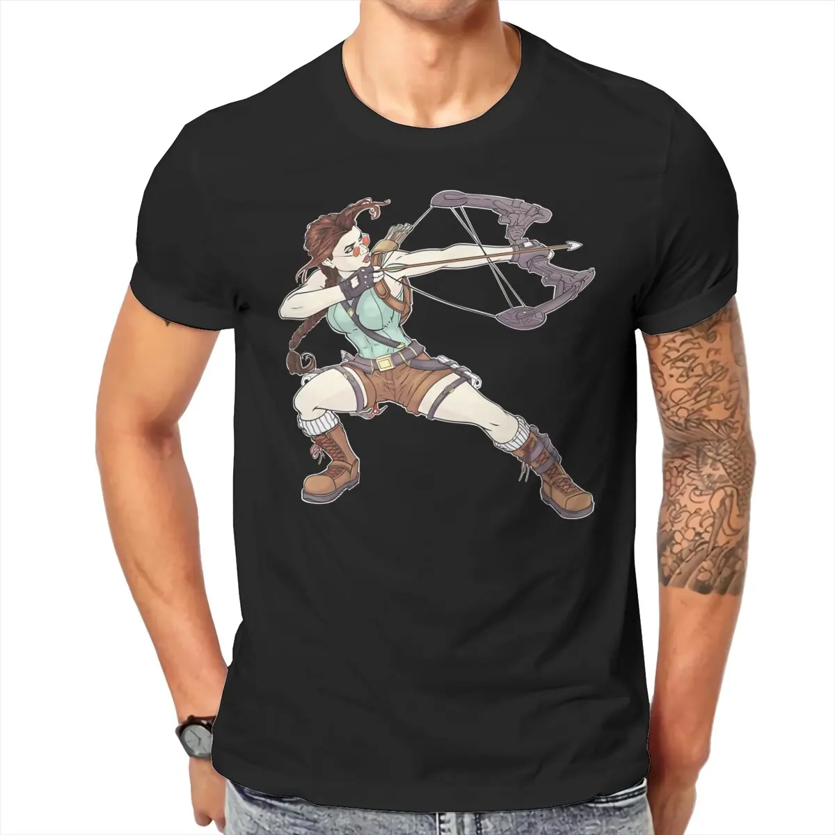 Tomb Raider Game Lara Croft Inktomber Day 31 Reborn T Shirt Fashion Men Tees Summer Clothing COTTON O-Neck TShirt