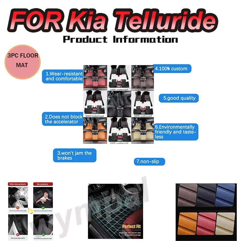 

LUXURY Car Floor Mats For Kia Telluride ON 2020~2023 7seat Waterproof Protective Pad Carpete Automotivo Car Mats Floor