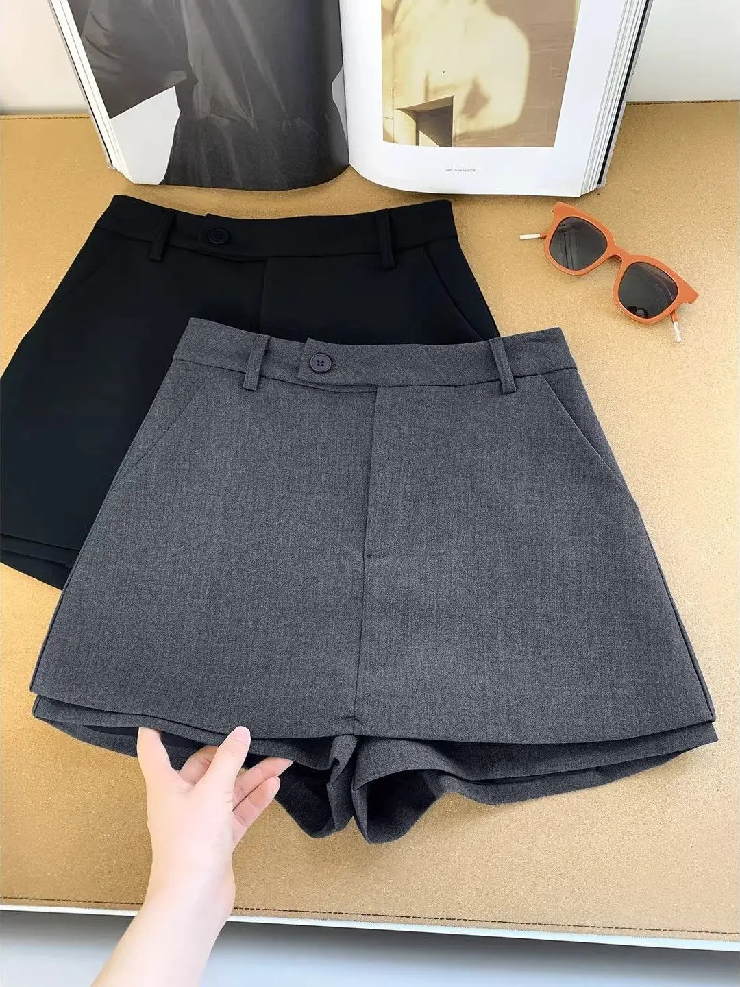 

Женские брюки-юбка больших размеров (до 136 кг) с высокой талией, весна-лето, повседневные, А-силуэт, приталенные, широкие шорты, модные, универсальные