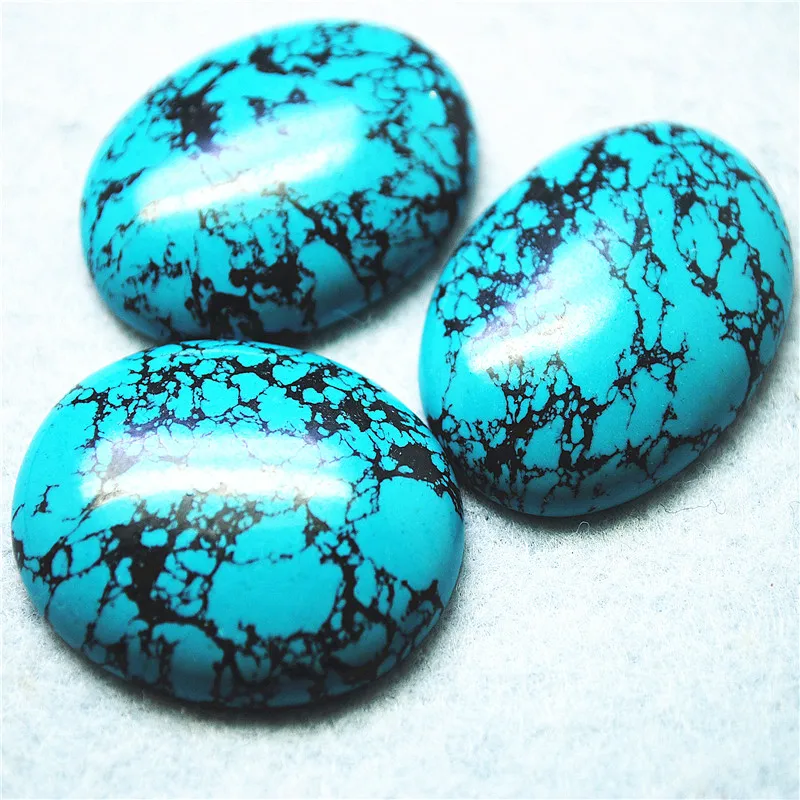 3PCS Natural Crack Blue Turquoise Cabochons Chalchite From Brazil Mountains Oval Shape 30X40MM DIY Jewelry Findings Free Ships