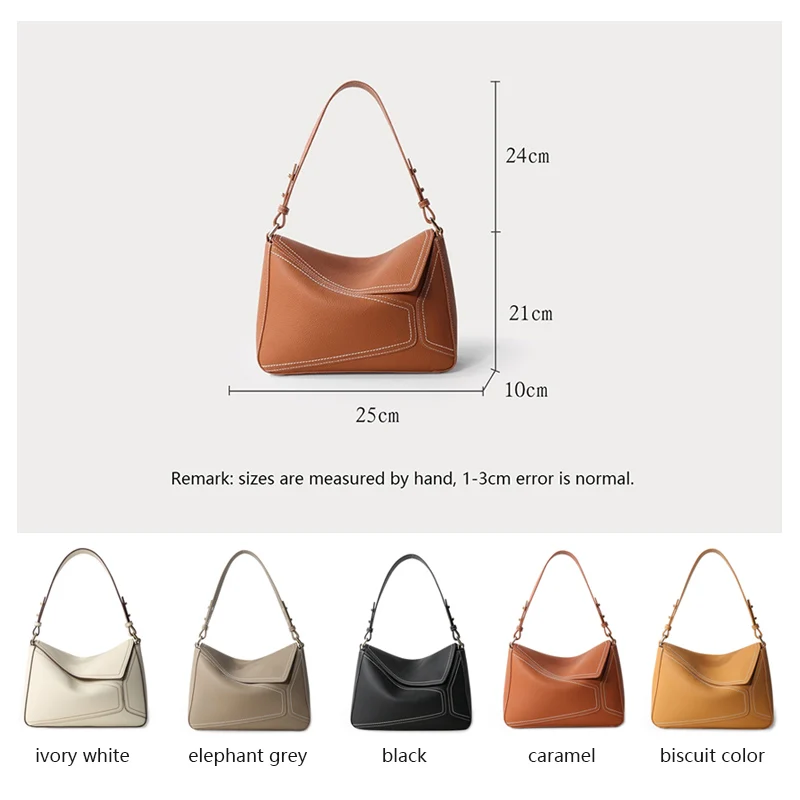 2023 New Women Bag Soft Cowhide Real Leather Flap Underarm Shoulder Bag Lady Fashion Geometry Design Crossbody Messenger Handbag