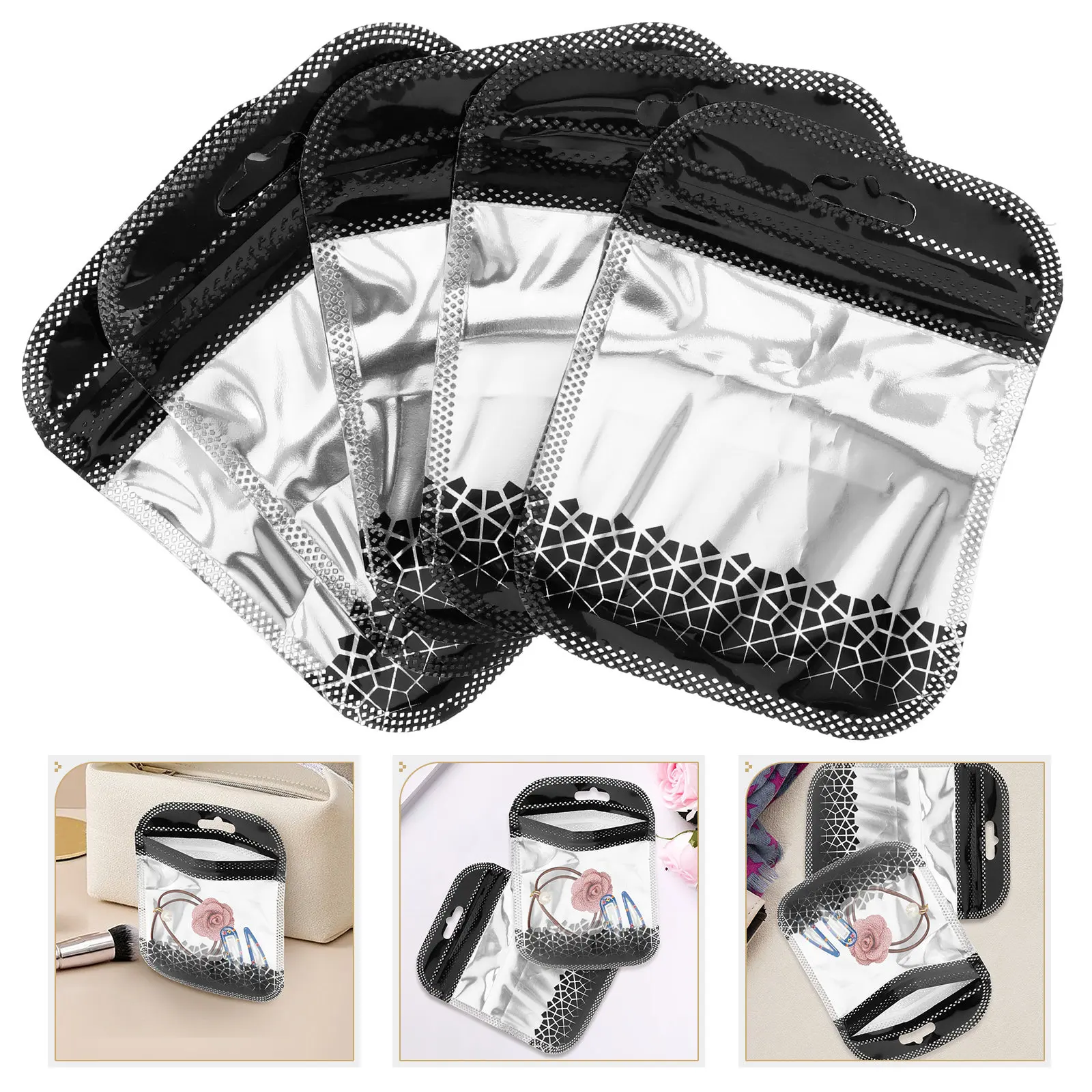 

100 шт. черных пакетов для упаковки ювелирных изделий, многофункциональные герметичные пакеты для ювелирных изделий, канцелярских товаров, сувениров, компактные, легкие, удобные для переноски