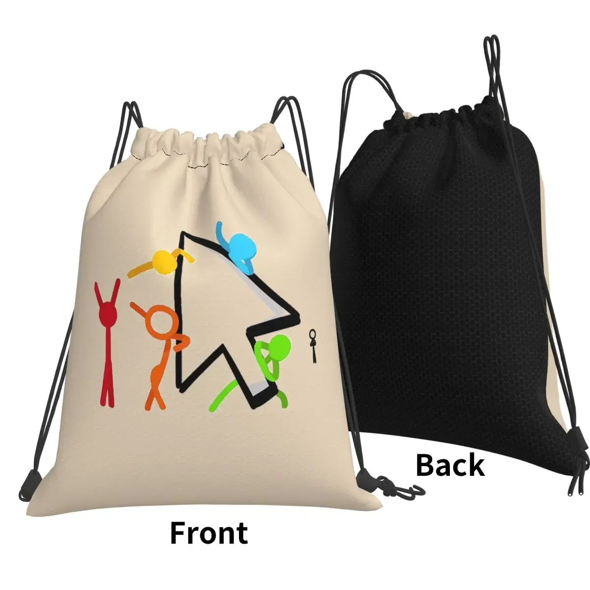 Alan Becker Five Stick Figures With Fire Mouse Pickaxe Backpacks Casual Drawstring Bags Sundries Bag Book Bags for Travel School