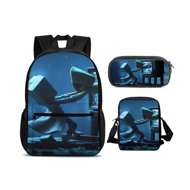Little Nightmares backpack pencil case shoulder bag 3Pcs Set cartoon print, new school style for male and female students