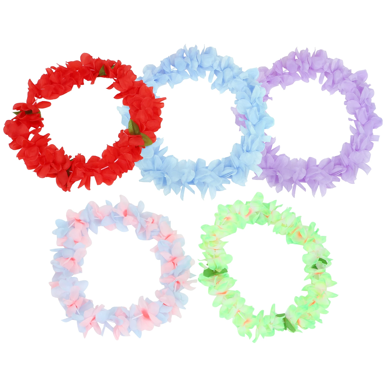

5pcs Hawaiian Flower Wreath Cloth Tropical Party Decoration Luau Party Supplies Headband
