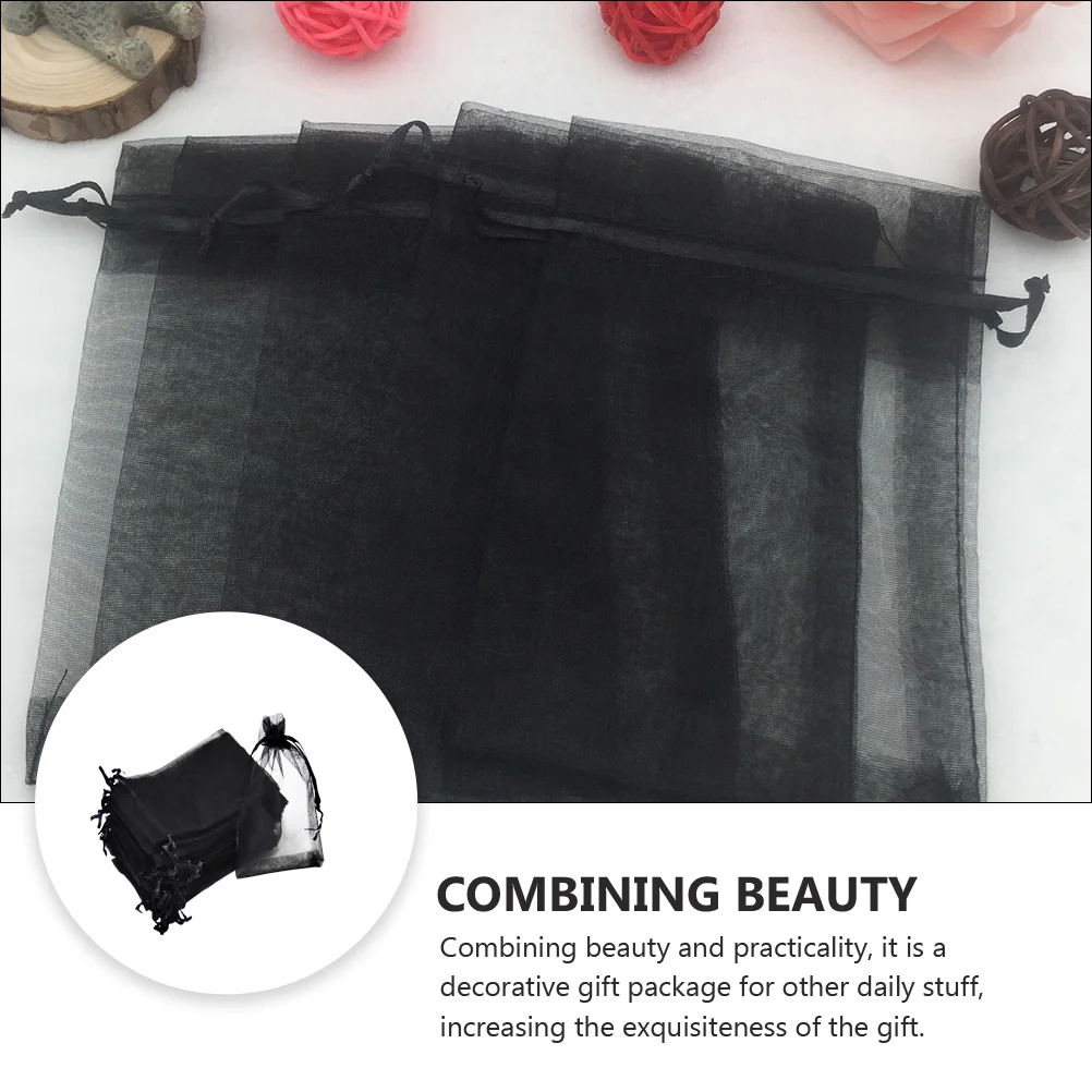 

100 Pcs Jewelry Bag Drawstring Pouch Storage Gift Candy Cloth Fabric Gauze Packaging