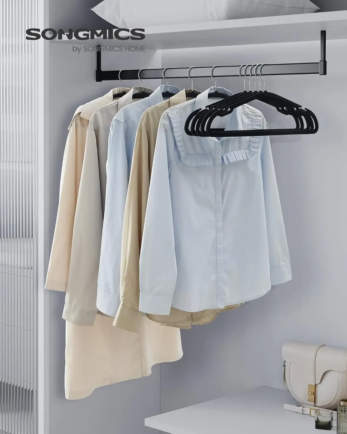 Velvet Hangers 50 Pack, Non-Slip Clothes Hangers, 17 x 8.3 Inches, Coat Hangers with Wide Shoulder Notches, Pants Bar