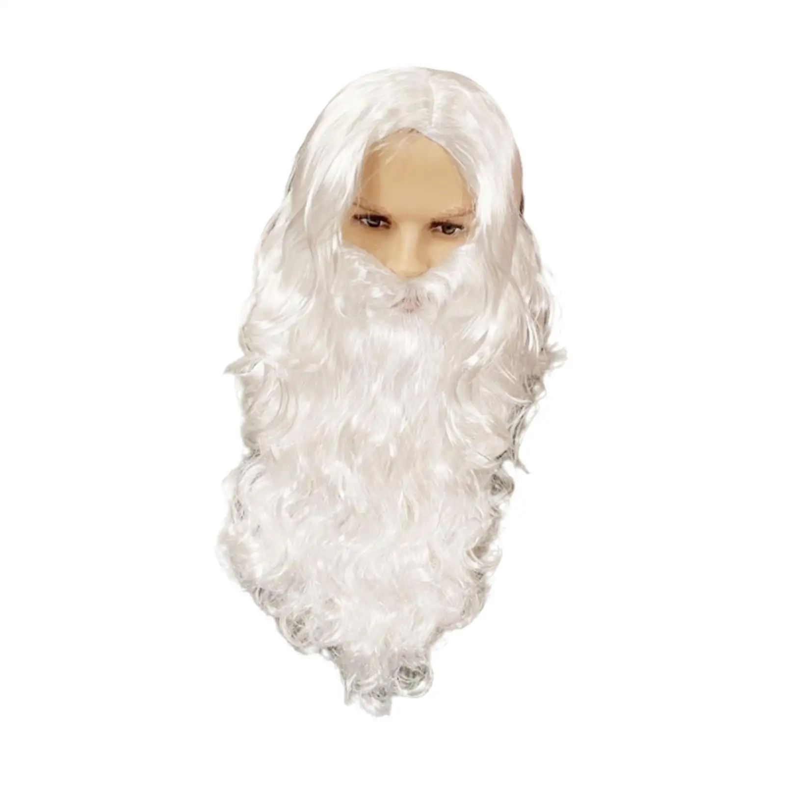 

Santa Wig and Beard Funny Xmas Decor Curly Hair Wig Cosplay for Halloween Themed