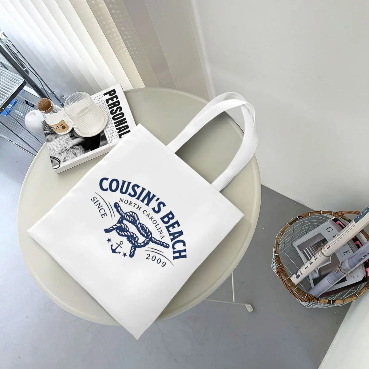 شاطئ ابن عم، عقدة NC ومرساة قماش حمل حقيبة قابلة لإعادة الاستخدام تصميم فريد من نوعه الصيف تحولت أكياس بقالة جميلة للنساء والرجال #4
