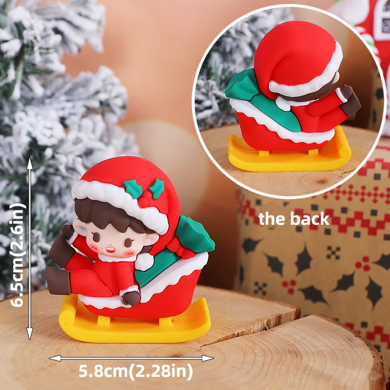 Weihnachtsbär-Kuchenaufsatz, roter Pullover, grünes Hemd mit Regenbogenbogen, Geschenkbox für Urlaub, Party, Kuchendekorationen, Puppenornament – Detail 23