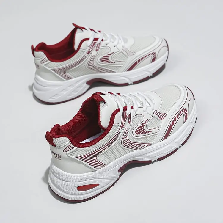 Atmungsaktive Mesh-Sneaker für Damen, Chunky Dad-Sneaker mit runder Zehenkappe, dickem, erhöhtem, stoßdämpfendem Boden, lässige Plateau-Wanderschuhe – Detail 5