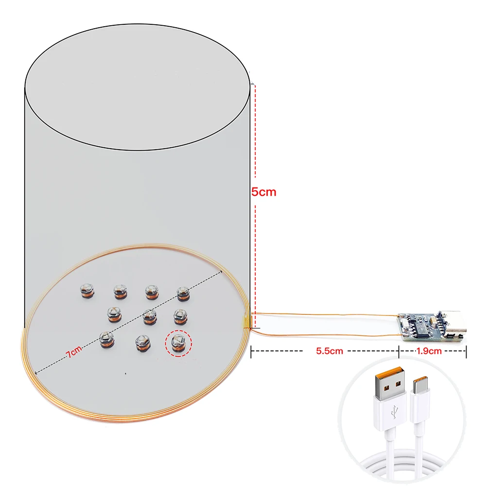 Taidacent 5V Type C Inductive Colorful Lights Coil Magnetic Induction Night Light Wireless Led Coil Module