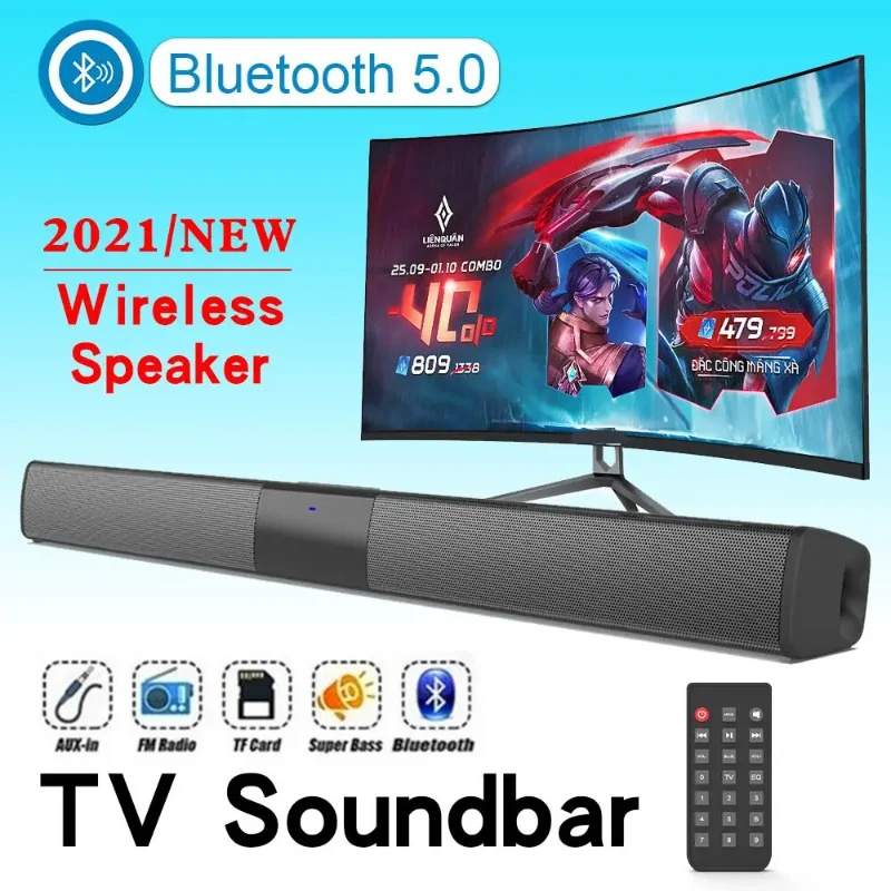 40W Soundbar TV Portable Bluetooth-compatible Speakers Sound bar Wireless Column Home Theater Sound System RCA AUX For TV PC