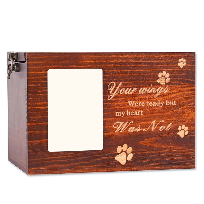 ABUL-Pet Urns For Dog Cats Ashes, Loss Pet Memorial Remembrance Gift, Photo Frames Urns Wooden Pet Memorial Box