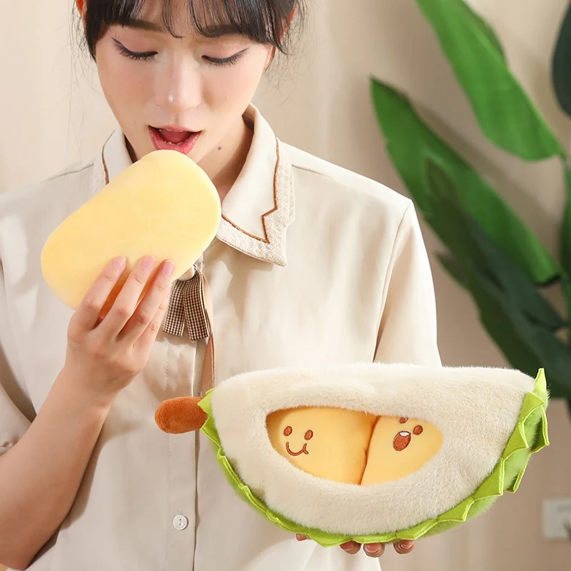 New 16-45cm Cartoon Creative Fruit Plush Toy Soft Comfortable Cute Decorative Stuffed Fruit Toy Decoration for Home Durian