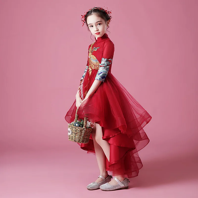 National Trend New Chinese Style Children's 's Fashion Show Princess Dress Little Girl's Performance Niche Evening Dre