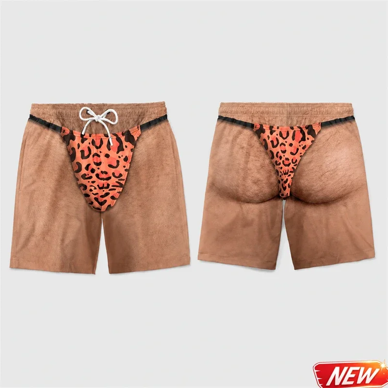Lustige Badehose für Männer 3D-Druck Leopardenmuster Kunstleder Sommer Urlaub Strandshorts Hawaiianisches Reisegeschenk für Männer Surfbrettshorts – Detail 24