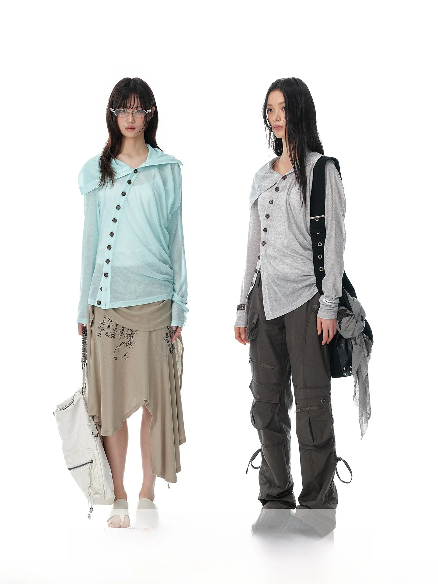 

JIKOO Korean Style Physical Sun Protection Mint Green Air Conditioner Cover Shirt Women Summer Turn-down Collar Open Cardigan...