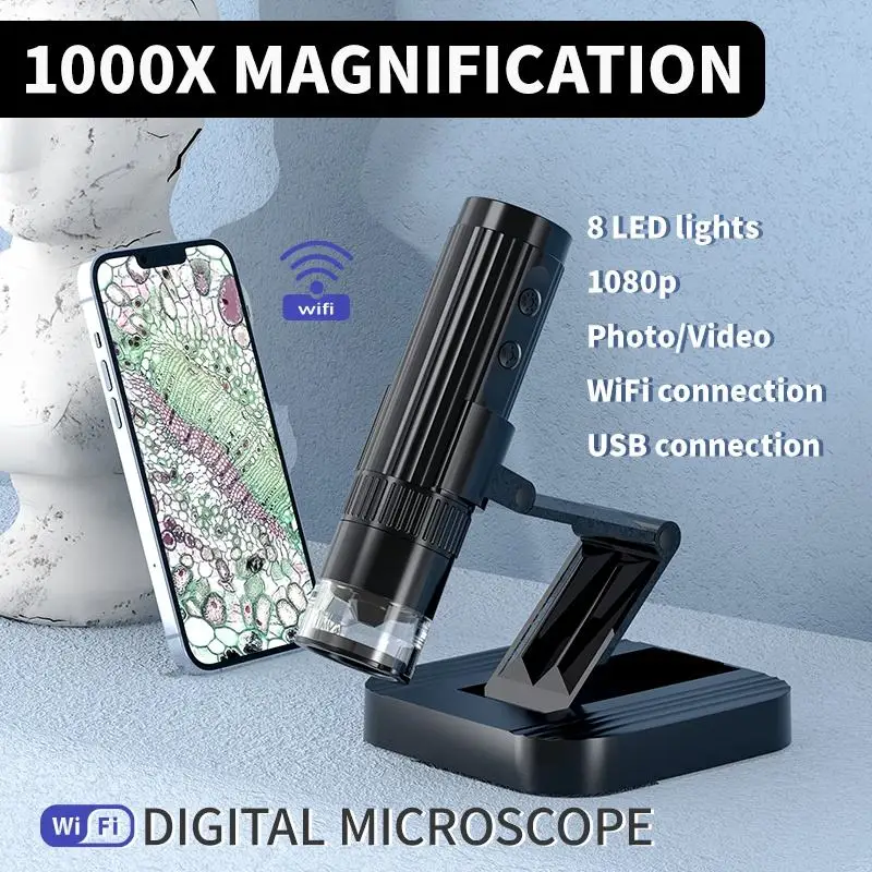 1000X Magnification Digital Microscope 1080p USB Electron Microscopios 8 LED Light Video Photo for Electronics Repair PCB PC