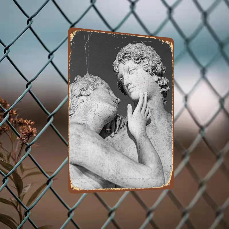 Vintage Greek Mythology Character Sculpture Metal Wall Art Decorative Painting for Living Room Study Room