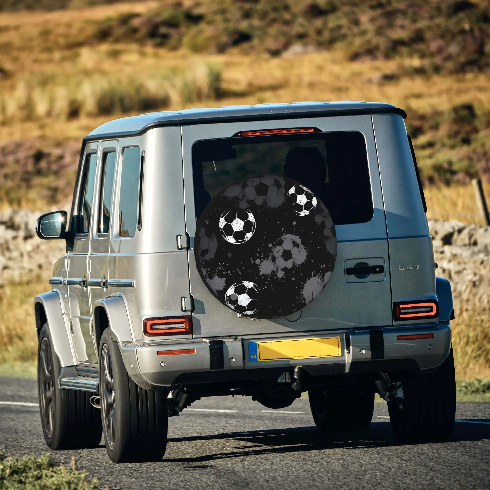 1pc Sports Soccer Graffiti 2D Printed Pattern Car Spare Tire Cover, Creative Personalized Style, Easy To Install And Clean, Suit
