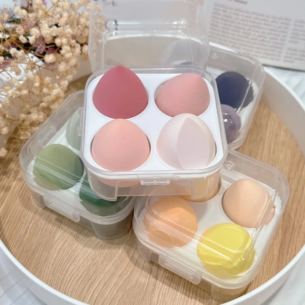 4 stks/set Nieuwe Multi-color Make-Up Spons Blender voor Droog en Nat Gebruik Zachte Schoonheid Ei Make Up Accessoires Cosmetische Bladerdeeg