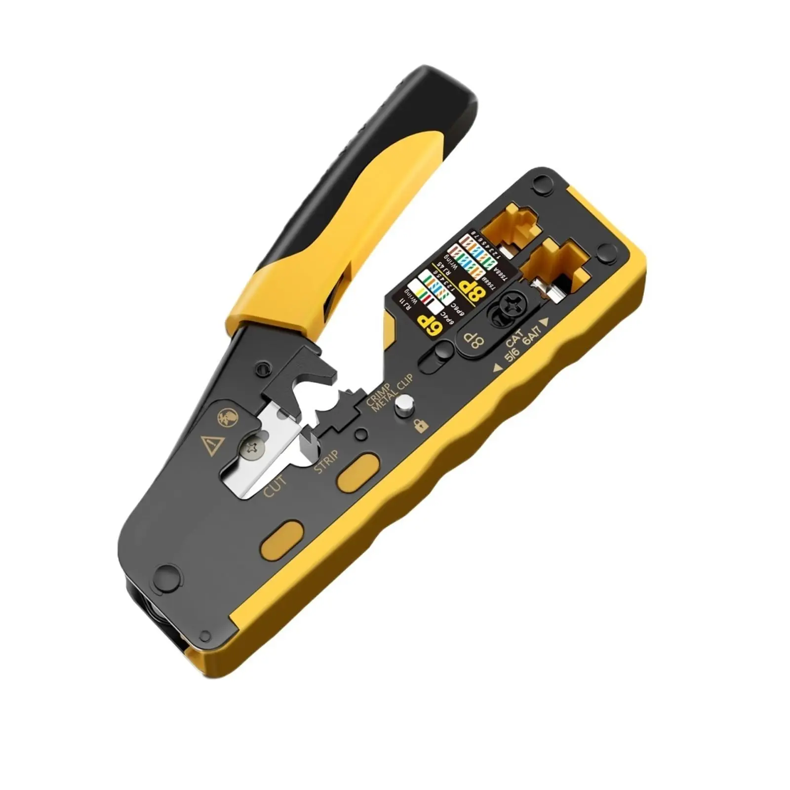 

RJ45 Crimping Tool Ethernet Crimp Tool Crimper for RJ11/RJ12 Standard, RJ45 Pass Through Connectors, Yellow