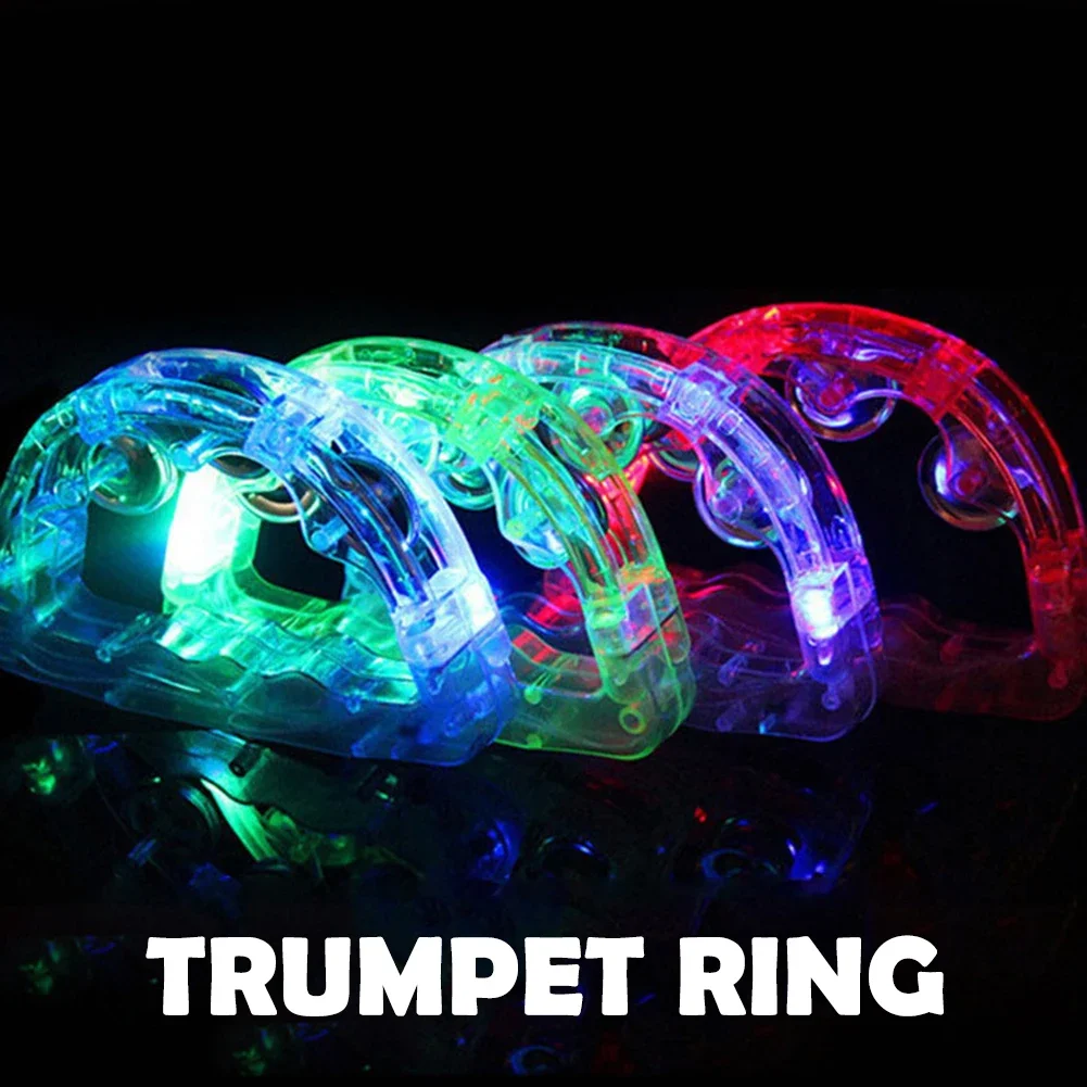 Light Up Tambourine LED Noisemaker Flashing Rattle Bell for Concert Club Sporting Event Kids Sensory Shaking Toy