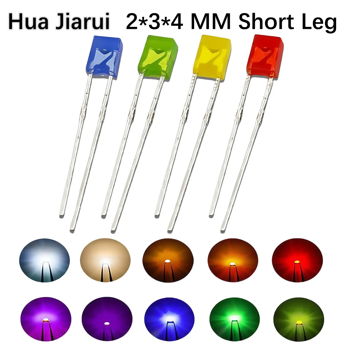 Rambut Merah LED Persegi 2X3X4Mm Merah, Rambut Biru Biru, Rambut Hijau Hijau, Rambut Ungu Ungu, Rambut Kuning LED Kaki Pendek Kuning