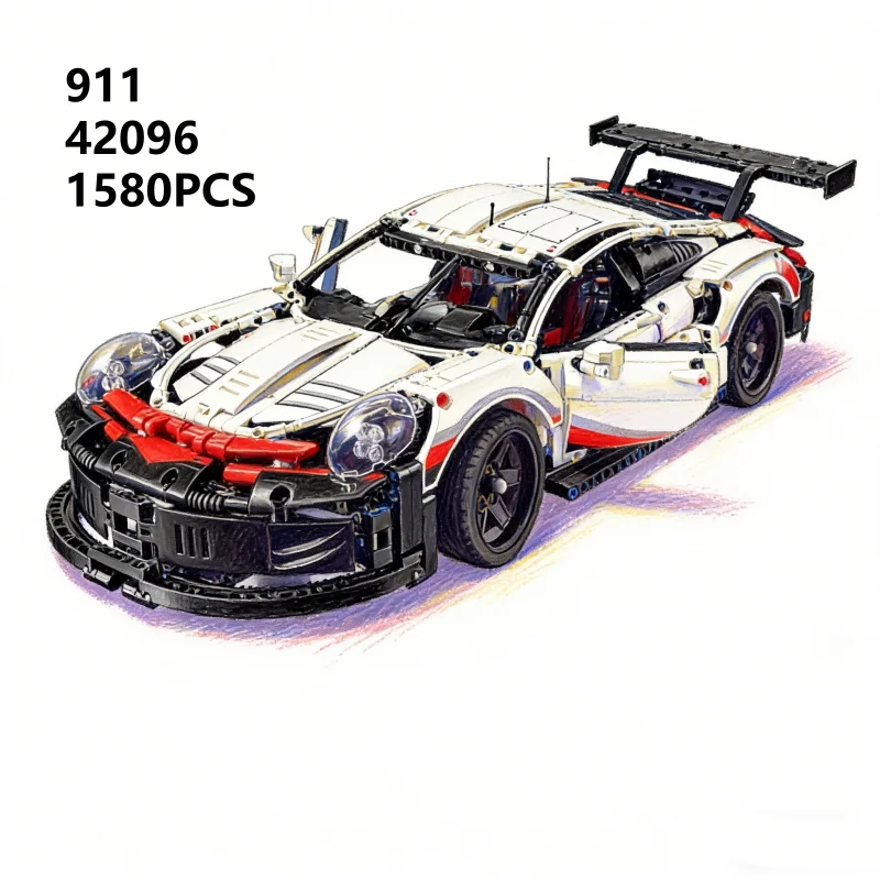 Blocos de construção 1:10 modelo de carro esportivo 42096 presentes de feriados 1580 peças montar tijolo brinquedos educativos para crianças