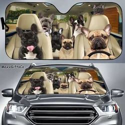 French Bulldog Car Sun Shade, French Bulldog Windshield, Dogs Family Sunshade, French Bulldog Car Accessories, French Bulldog Lo