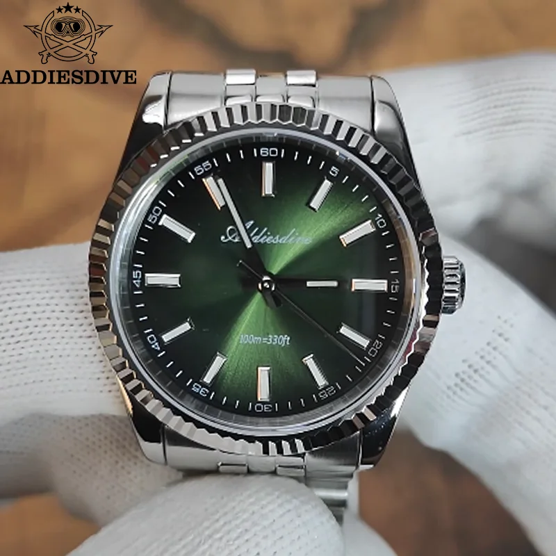 

ADDIESDIVE Quartz Watches For Men Sapphire Glass 36mm VH31 Sunburst Luxury Dress Watch 10Bar Waterproof BWG9 Luminous Wristwatch